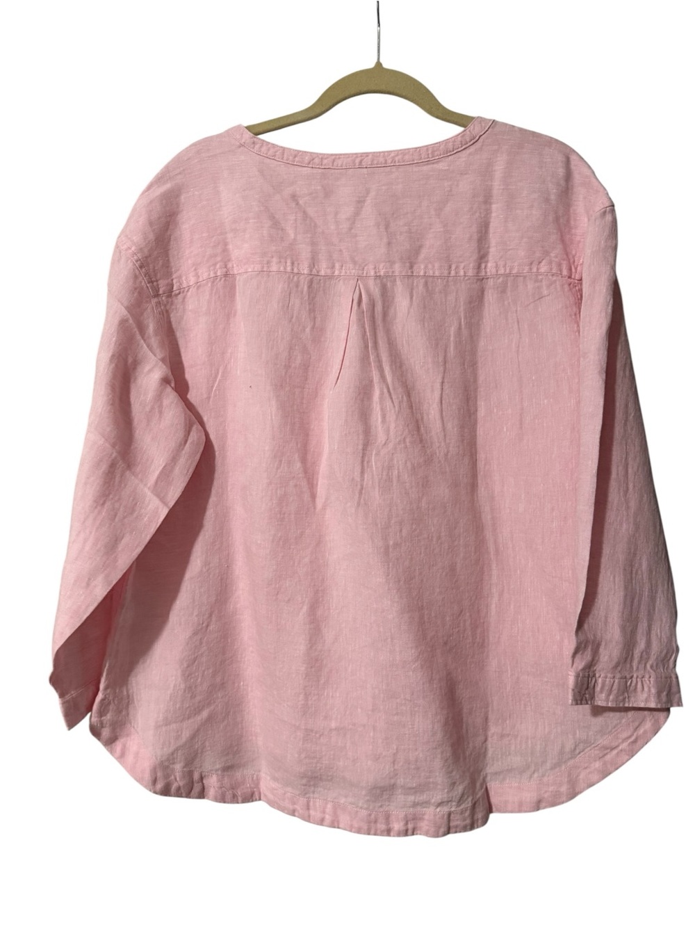 L.L.Bean Premium Washable Linen Splitneck Shirt Shell Pink Large NWT - Picture 3 of 7
